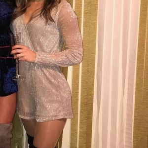 Gold sparkle long sleeve romper